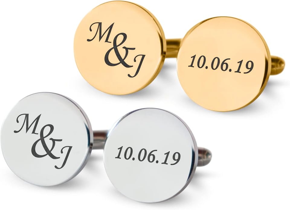 Cufflinks with Engraved Wood Gift Box