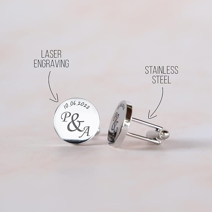Cufflinks with Engraved Wood Gift Box